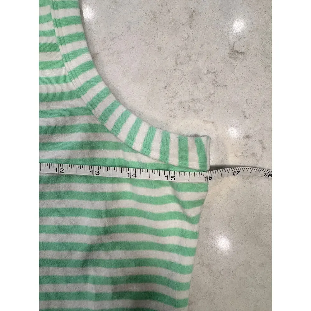 Maeve Cotton Tank Top Green & White Striped Women's XL French Coastal Spring - Picture 9 of 12